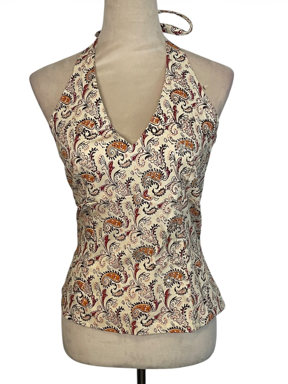 Nolita y2k Halter Neck Paisley Print Top -s